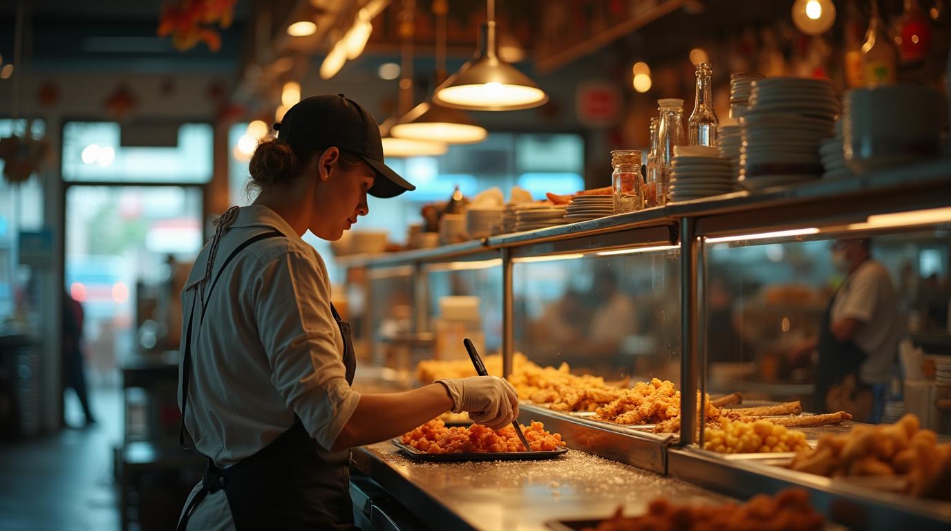 Equipe trabalhando na operação de um estabelecimento de alimentação